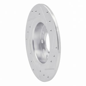 Dodge DART Brake Rotor (1) - Rear Left - R1 Concepts - Drilled & Slotted - Silver - `13-`16